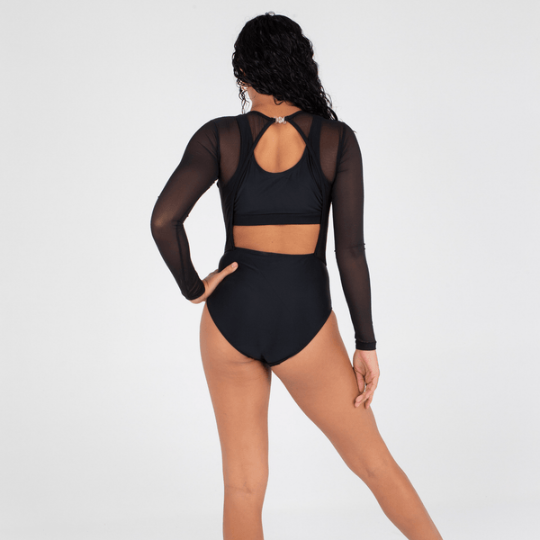 Sheer Life Leotard - Black/Black