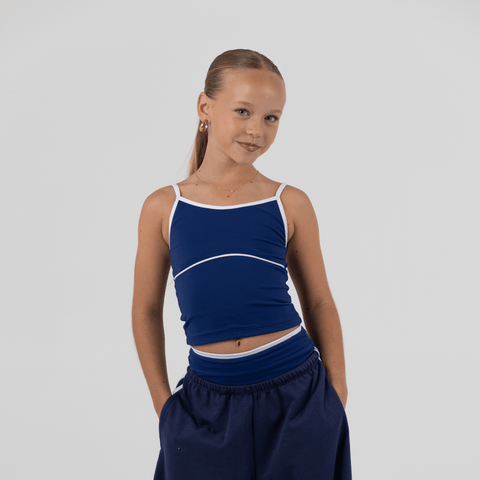 Toned Tank Bright Navy/White - CosiG Studiowear 1