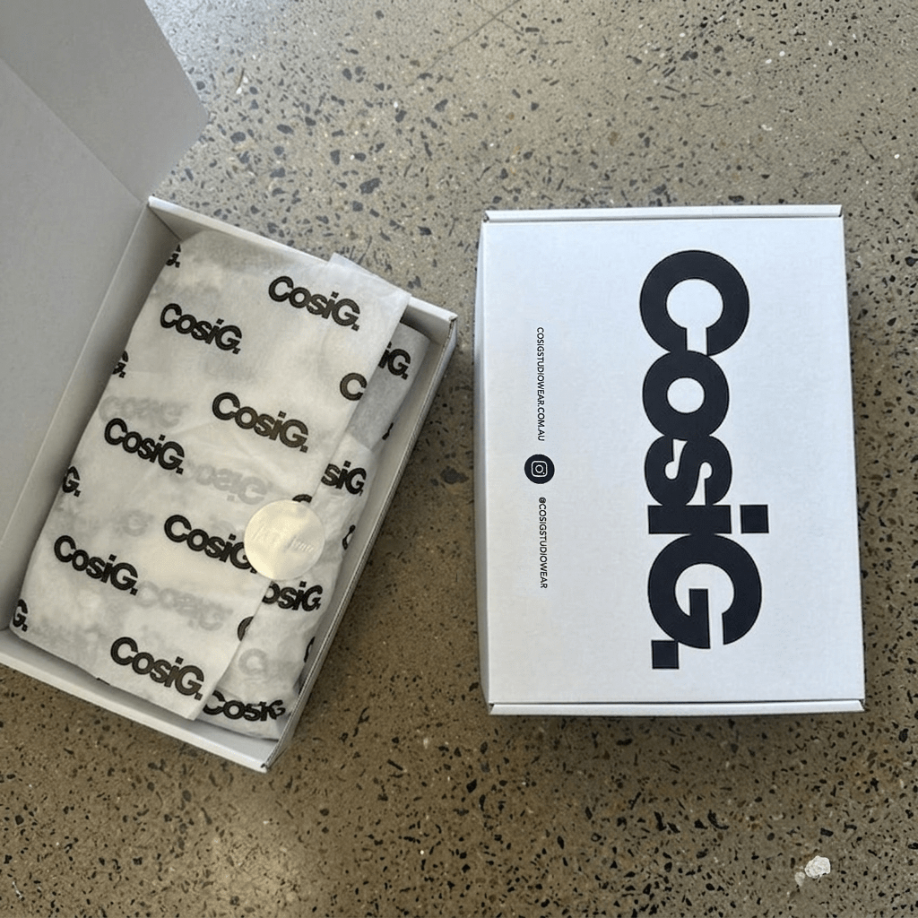 CosiG Signature Gift Wrap | Luxury Branded Packaging | CosiG Studiowear